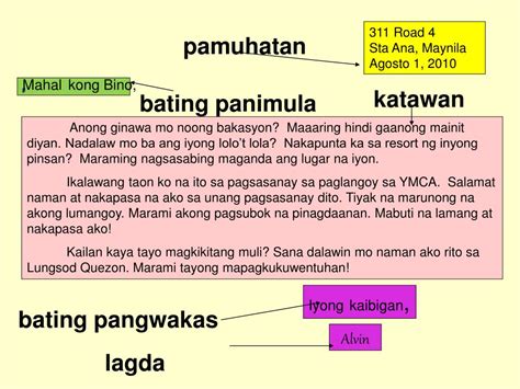 limang bahagi ng liham|paano gumawa ng liham.